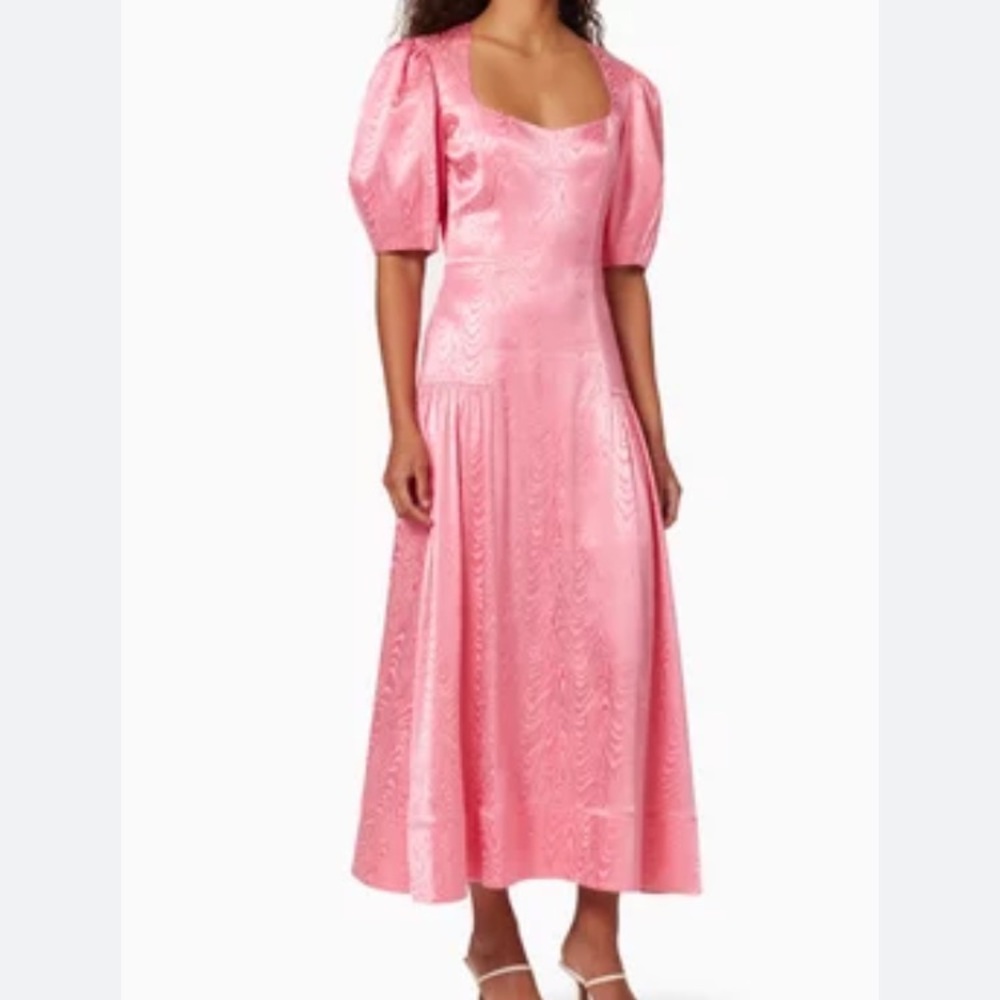 Jonathan Simkhai Rumi Satin Moire Jacquard Midi Dress. Size 6